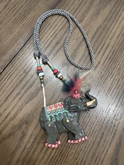 Vintage Dorian Designs 1989 Elephant Necklace RARE Colorful articulating SIGNED