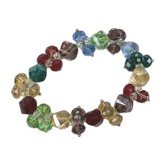 Multi-color Faceted AB Glass Crystal Bead Silver Stretchy Bracelet