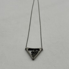 Vintage Medici Pewter Floral Butterfly Pendant Necklace, 18” Long