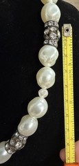 Vintage Unbranded 16 Faux Pearl Necklace with Rhinestone Accents Silver Tone
