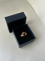 Vintage Red Cubic Zirconia Ring Gold Plated Womens Size 8.5