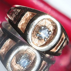 14k yellow gold ring 0.17ct diamond solitaire sz 6.5 vintage handmade 7.6g N2539