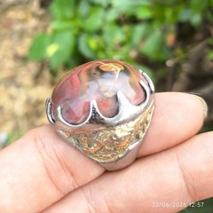 vintage ring agate fire blood stone rare antique gemstone indonesia dukun big