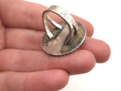 Vintage Zuni Old Pawn Sterling Turquoise Needlepoint Leaf Motif size 6 Ring
