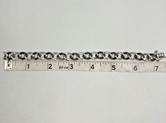 Vtg Alternating Sterling Silver & Marcasite Link Bracelet ~7” 15.7g 9mm Box Lock