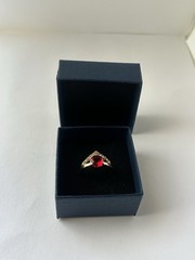 Vintage Red Cubic Zirconia Ring Gold Plated Womens Size 8.5