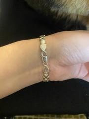 Italy 925 Sterling Silver Two Tone Link Bracelet Gold Accent 7” Vintage