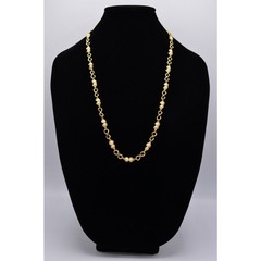 Vintage Pearl Station Necklace White Beaded Chain Gold Tone Linked 1980s Bin2