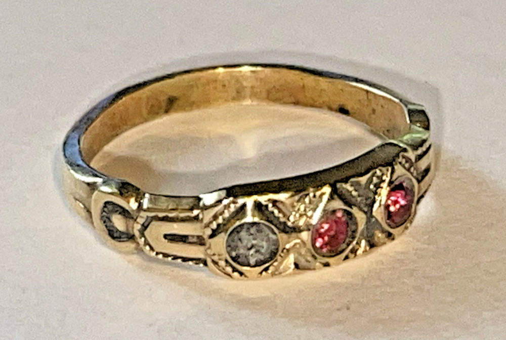 Antique Gold Filled Baby Band Ring TINY Size 0.5 Red Stones PROJECT 🌺🌺