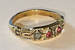 Antique Gold Filled Baby Band Ring TINY Size 0.5 Red Stones PROJECT 🌺🌺
