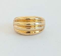 Vintage Avon RJ Gold Plated Ribbed Dome Ring Adjustable 8-9
