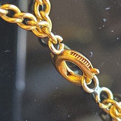 Vintage Damascene Style Link Bracelet Gold Silver Black Tones 8″ Lightweight
