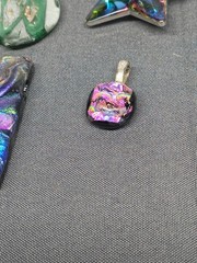 Vtg Dichroic Art Glass Pendant Lot 4 Pcs Shimmer Iridescent Star Studio Jewelry