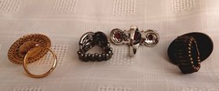 Jewelry lot 4 beautiful rings SIZE 11 stretchable Red finger ring Dragonfly