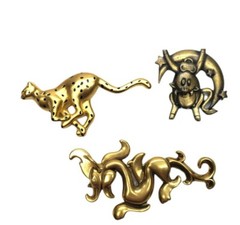 Vintage Designer Animal Brooch Lot Paquette MMA Signed Gold Tone
