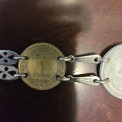 WWII Trench Art French Franc Coin Bracelet 1921 1922 1939 1941 Vintage Jewelry