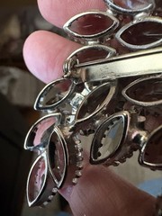 Vintage 1950s-1960s Smoky Gray AB Rhinestone Floral Spray Leaf Brooch 22g Estate