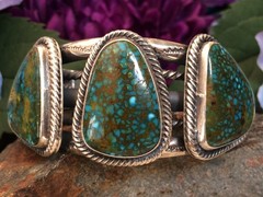 102 GRAM SPIDERWEB TURQUOISE STERLING ROPE SOUTHWESTERN NAVAJO STYLE BRACELET