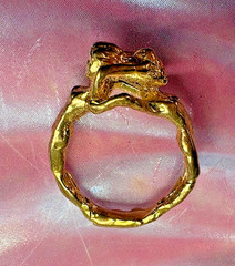 Lady Bodies Ring 24K GP Size 9 two Lesbian LGBT Gay Pride Original by JKL 820