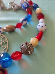 Red White Blue America 4th Of July Acrylic And Lamp work Art Glass Necklace