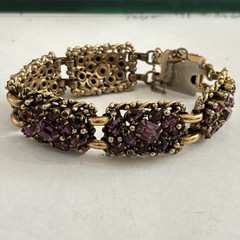 Vintage Barclay Dark Purple Crystal Antique Gold Tone Bracelet