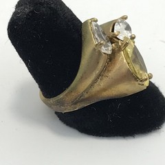 Vintage Sterling Silver Gold Plated Multi Color Cubic Zirconia Stone Ring sz 7