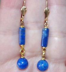 LAPIS LAZULI 45 MM DROP ELONGATED LEVER BACK EARRINGS