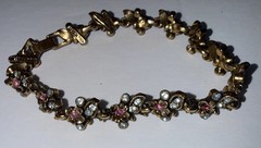 Hollycraft 1950’s Bracelet Multicolor Rhinestones Signed 7.5” Costume Jewelry