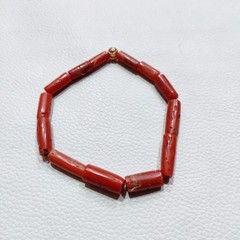 Italian Red Coral Bracelet Natural Coral Handmade Gemstone Stretchable Bracelet