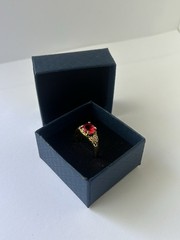 Vintage Red Cubic Zirconia Ring Gold Plated Womens Size 9.5