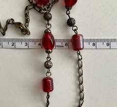 Vintage Red Teardrop Pendant 30in Bead Station Chain 30in Necklace 34g Ladies