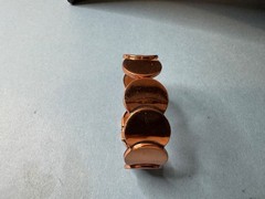 Vintage Mid Century Renoir Copper Disk Hinged Clamp Cuff Bracelet Signed