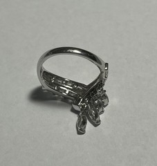 Vtg Ross Simons Sterling Silver White CZ Stone Dangle Charm 925 Ring Size 6