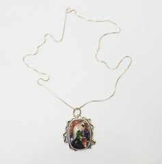 Unique handmade sterling silver Art glass one of a kind necklace signed Randy