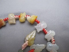 Fine CHINESE Carved Stone ZODIAC ANIMALS Bead CORD BRACELET-6 3/4 Inches