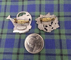 Lot of 2 Pewter ‘Birds and Blooms’ Brooches, Watering Can (2000), Butterfly 1998