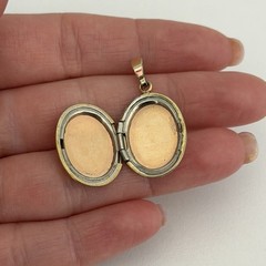 Antique Gold Filled Locket Monogram Etched Puffy Oval Pendant