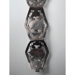 MCM Mexican Sterling Silver 0.925.M Hinged Green Onyx Filigree Panel Bracelet