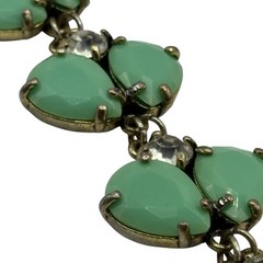 Leslie Danzis Bracelet Pale Green Double Teardrop & Clear Rhinestone Link Chunky