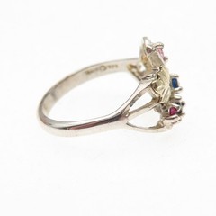 Coleman Co Sterling Silver 12K Gold Vintage Real Multi-Gem Floral Ring Size 7.25