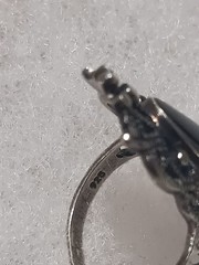 Vtg 925 SETA black Onyx Marcasite Ring Size 5.75