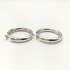 Vintage Sterling Silver 5mm 1.25” Classic Hoop Earrings Marked 925 8.8g #20