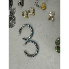Vintage Estate Gold Silver Tone Clip On Hoop Stud Dangle Drop Earring Lot of 64