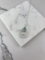 Vintage 925 Sterling Silver Abalone Boho Circle Charm Pendant Necklace 18”