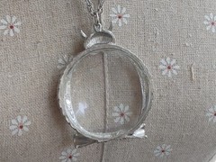 Vintage Silver Tone Magnifying Glass Owl 2” Pendant Necklace 24” Chain