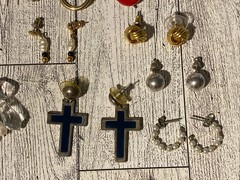 Vintage 1980s 2000s Lot Gold Tone Pierced Earrings Faux Pearl Love Knot
