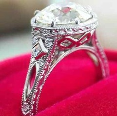 Art Deco 2.5Ct Round Cut Lab Created Diamond 925 Silver Filigree Engagement Ring