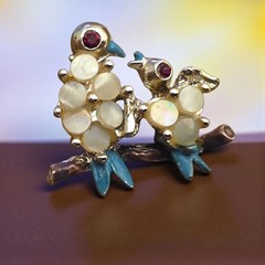 Bird Pin Lot (5) Bird and Blooms and Unbranded Vintage Pin Lot