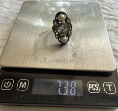 Nicky Butler Ring 925 Silver Black Rutilated Quartz Pearl White Topaz 6.5