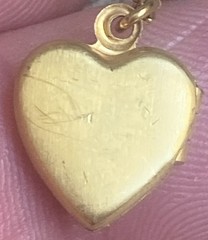 RARE Vintage Henry F Barrows HFB Etched 1/20 12k GF Heart Locket Necklace 13.5”